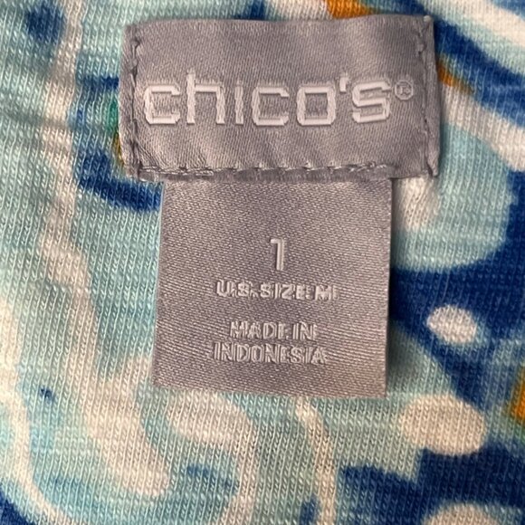 Chicos Women Size 1-M 8 Paisley Print V-Neck Short Sleeve Top Cotton & Modal - Picture 4 of 14